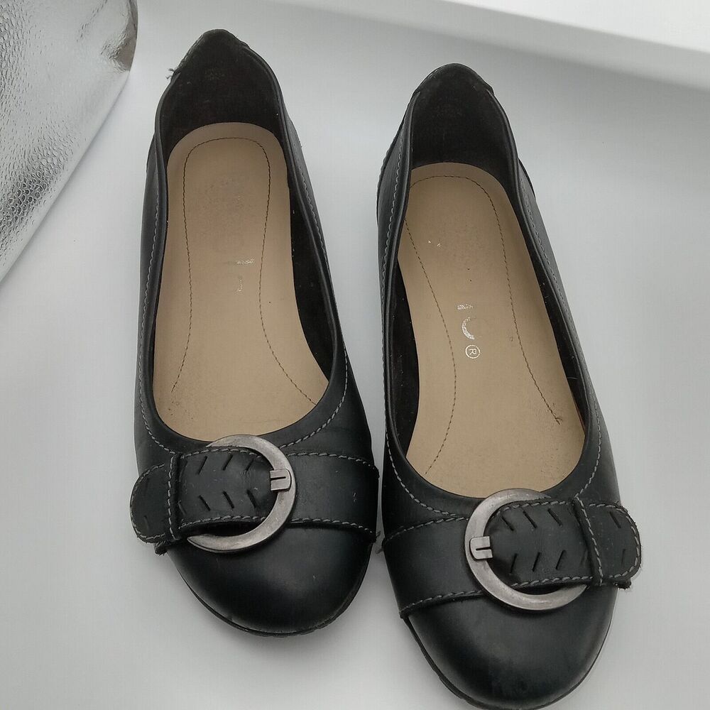 NICOLE Mary Jane Shoes Womens 9 Round Toe Black Leather Retro Style Buckle